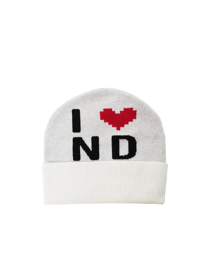 Knitted Beanie With Embroidered I Love ND Design