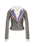 Layered Plaid Shirt Collar Knit Top