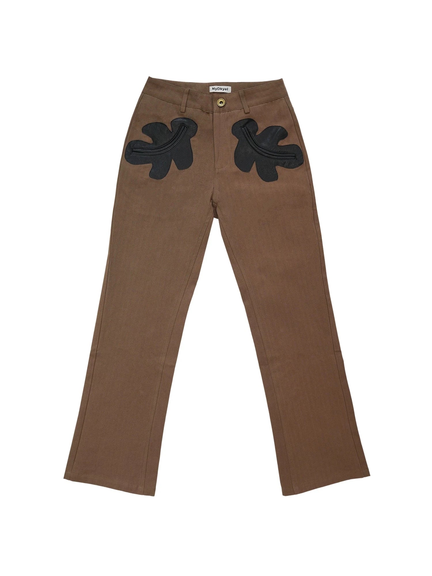 Leaf Pocket Denim Trousers In Herringbone Tapered Cut