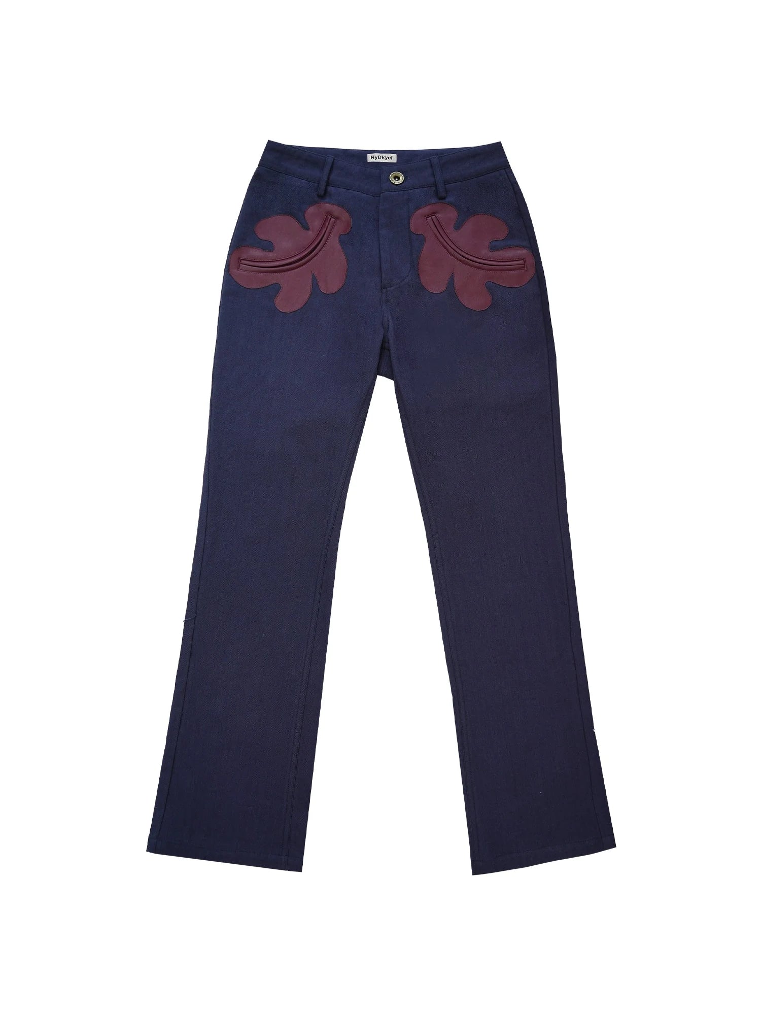 Leaf Pocket Denim Trousers In Herringbone Tapered Cut