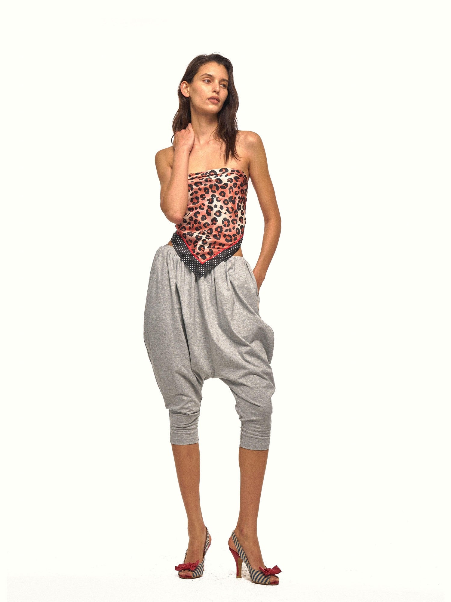 NyDkyel Light Heather Gray Harem Knitted Low Crotch Women&