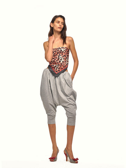 NyDkyel Light Heather Gray Harem Knitted Low Crotch Women&