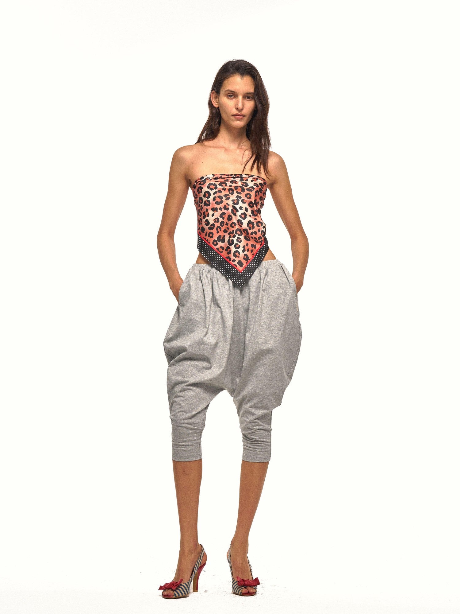 NyDkyel Light Heather Gray Harem Knitted Low Crotch Women&