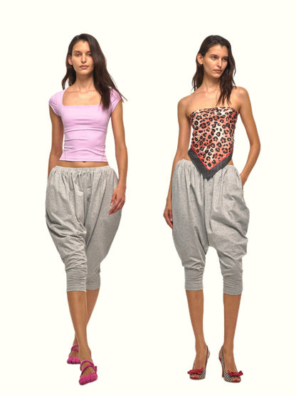 NyDkyel Light Heather Gray Harem Knitted Low Crotch Women&