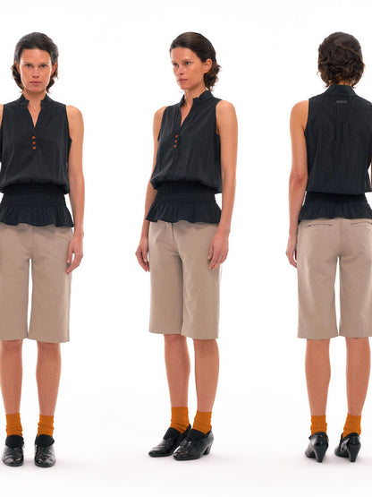 NyDkyel Lightweight Pleated Tapered Twill Shorts