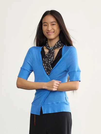 Low Cut V-neck Merino Cardigan With Wooden Buttons