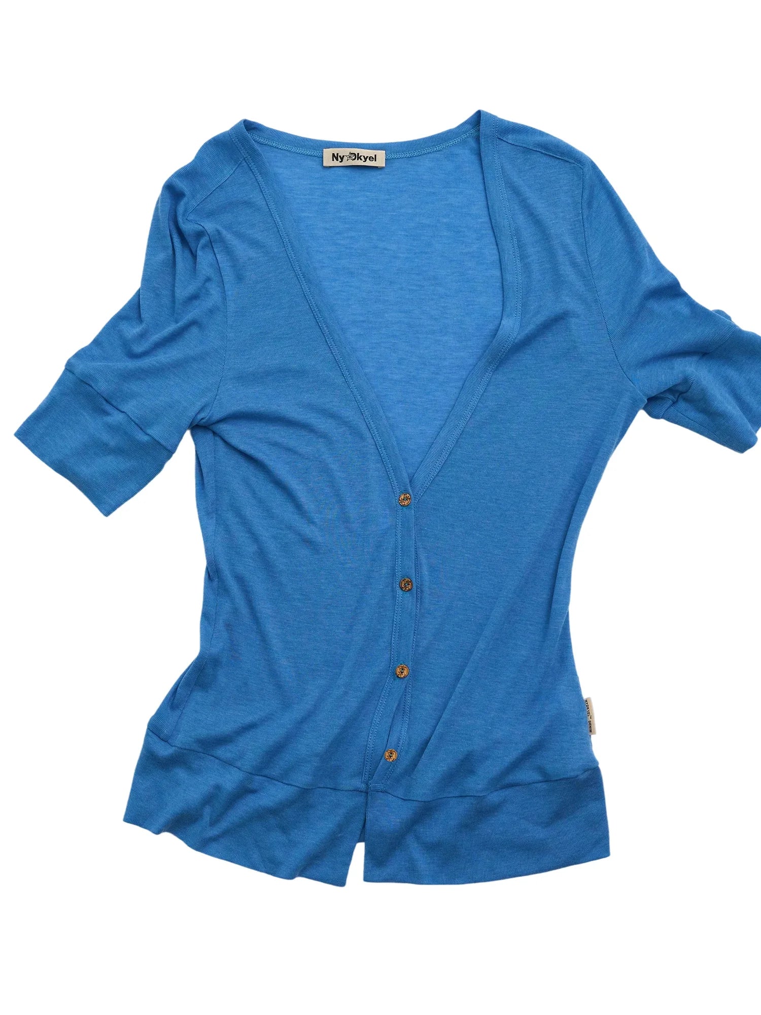 Low Cut V-neck Merino Cardigan With Wooden Buttons