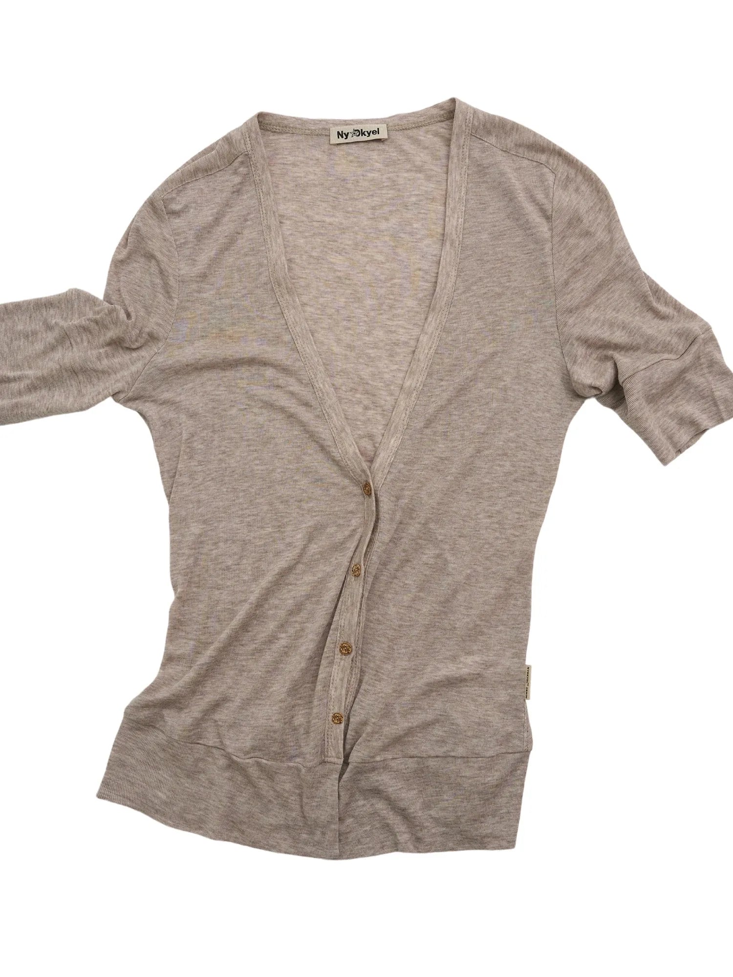 Low Cut V-neck Merino Cardigan With Wooden Buttons