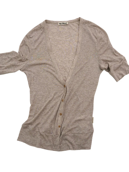 Low Cut V-neck Merino Cardigan With Wooden Buttons