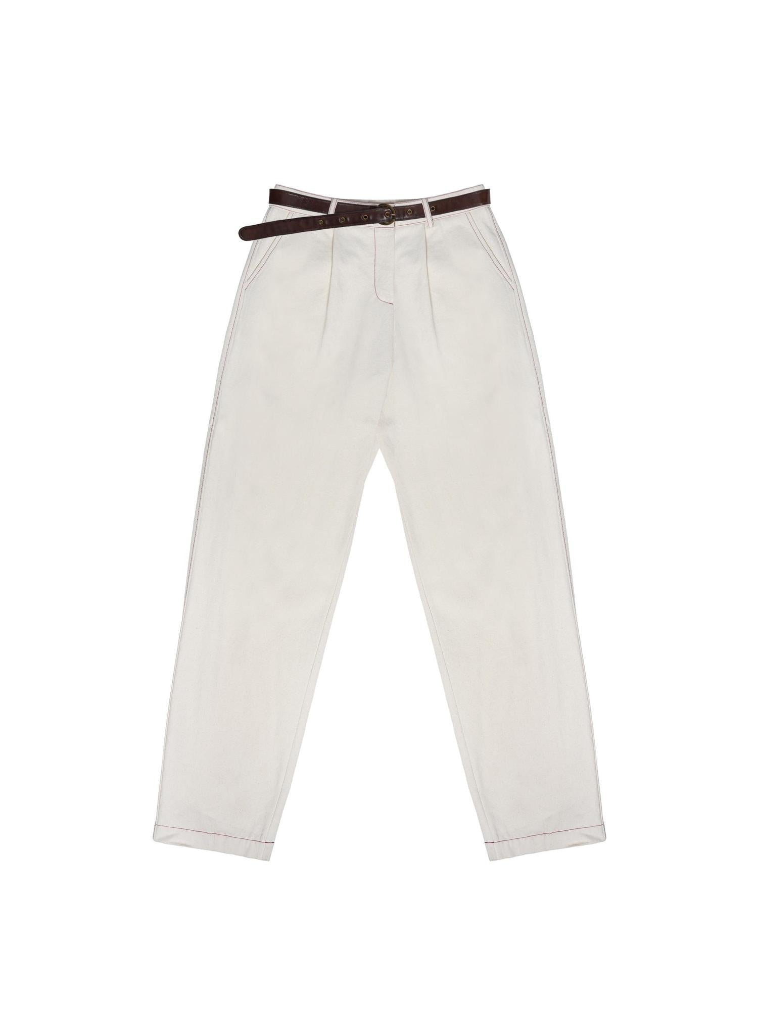 NyDkyel Low Rise Relaxed Cotton Carrot Pants With Belt