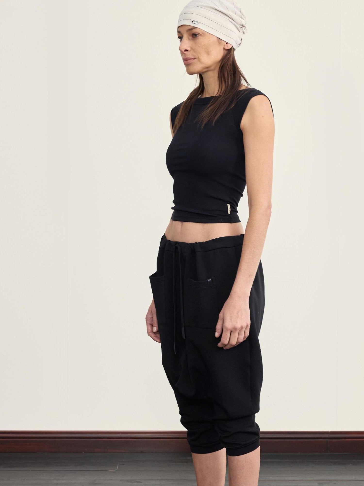 NyDkyel Lycra Blend Ribbed Boat Neck T-shirt With Back Strap Detail