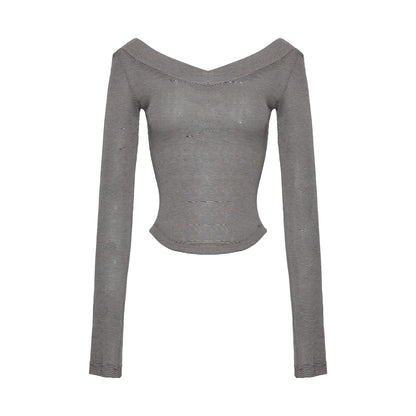 NyDkyel_Lyocell_Blend_Asymmetric_Urban_Slim_V-ceck_Long_Sleeve_Striped_Gray_T-Shirt_MISSTT