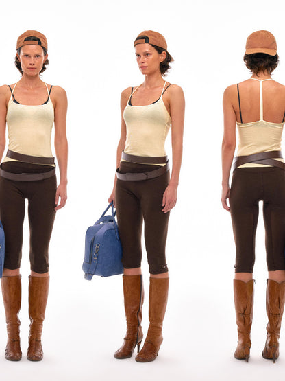 NyDkyel Lyocell Yoga Shorts With Adjustable Hem And Shell Buttons