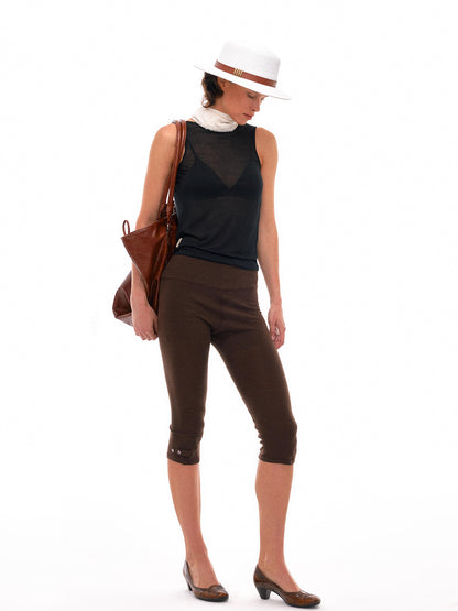 NyDkyel Lyocell Yoga Shorts With Adjustable Hem And Shell Buttons