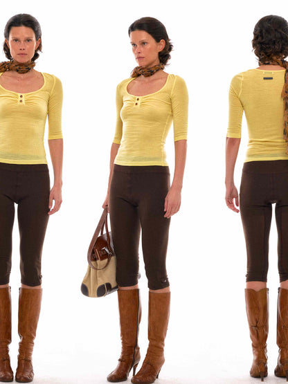 NyDkyel Lyocell Yoga Shorts With Adjustable Hem And Shell Buttons