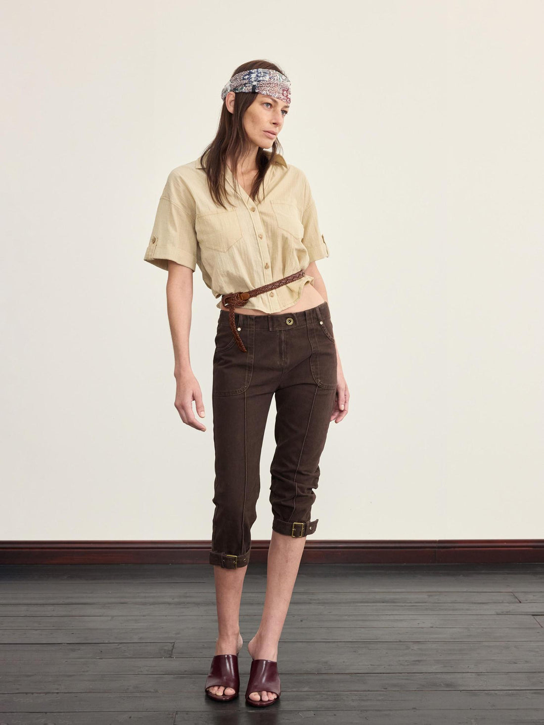 NyDkyel Mid Rise Capri Denim Jodhpurs with Adjustable Hem