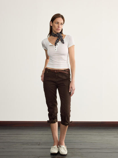 NyDkyel Mid Rise Capri Denim Jodhpurs with Adjustable Hem