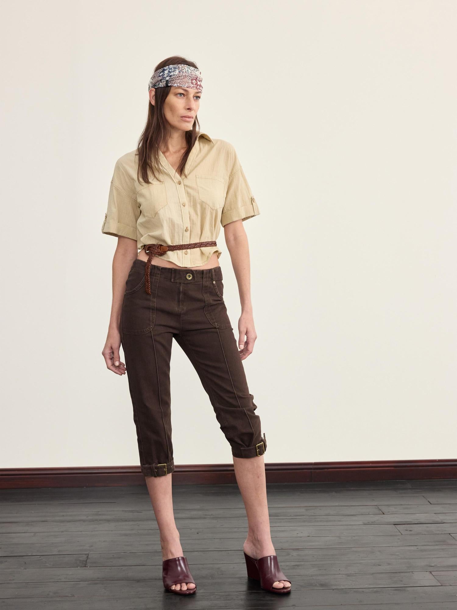 NyDkyel Mid Rise Capri Denim Jodhpurs with Adjustable Hem