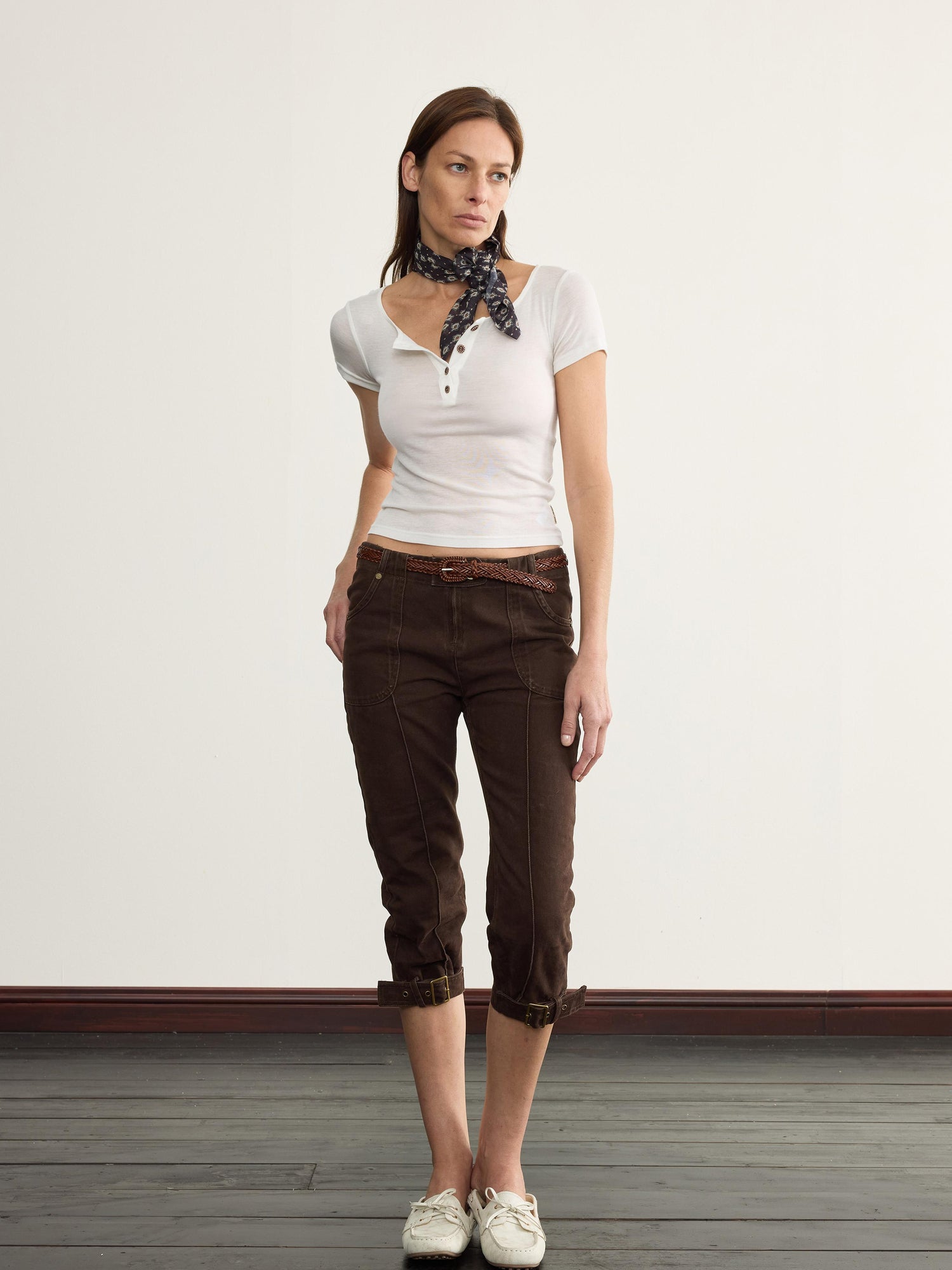 NyDkyel Mid Rise Capri Denim Jodhpurs with Adjustable Hem