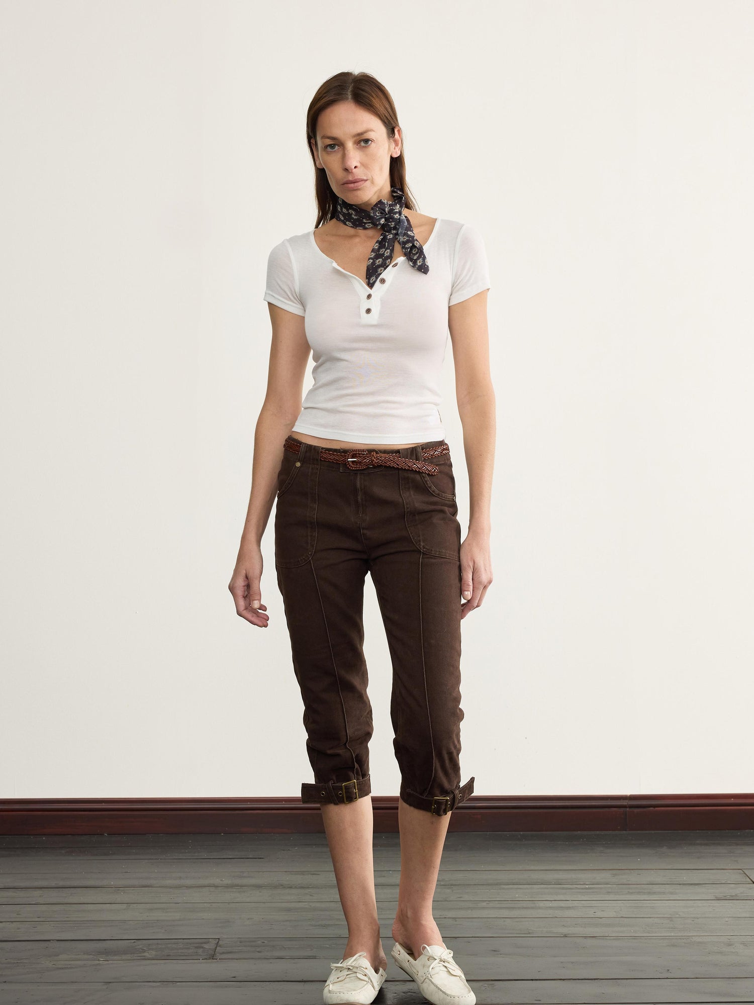 NyDkyel Mid Rise Capri Denim Jodhpurs with Adjustable Hem