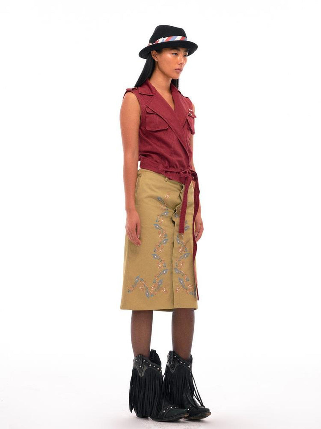 NyDkyel Multi Way Sleeveless Vest with Adjustable Drawstring and Flat Collar