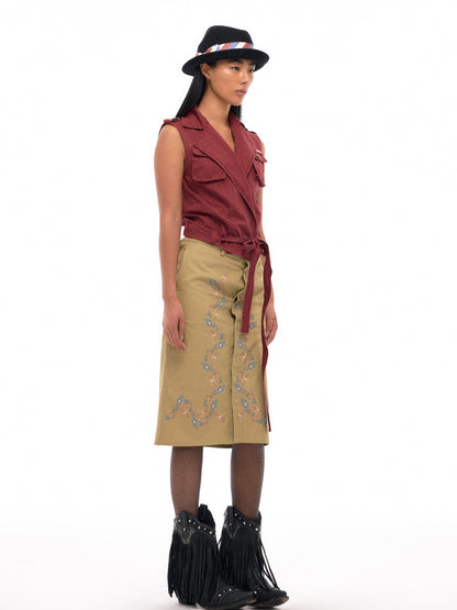 NyDkyel Multi Way Sleeveless Vest with Adjustable Drawstring and Flat Collar