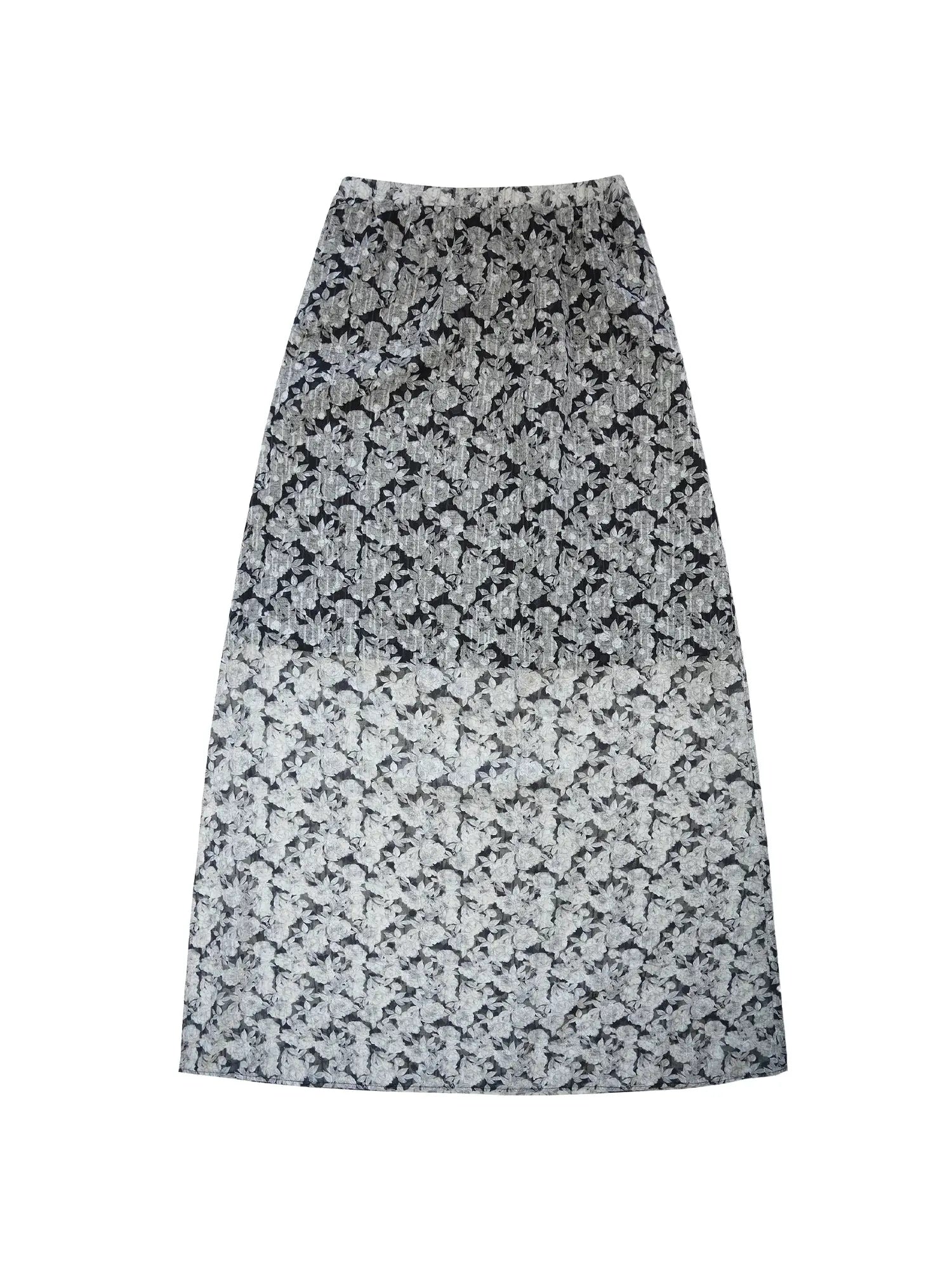 N Y Dkyel Black White Floral A Line Skirt With Draped Waist