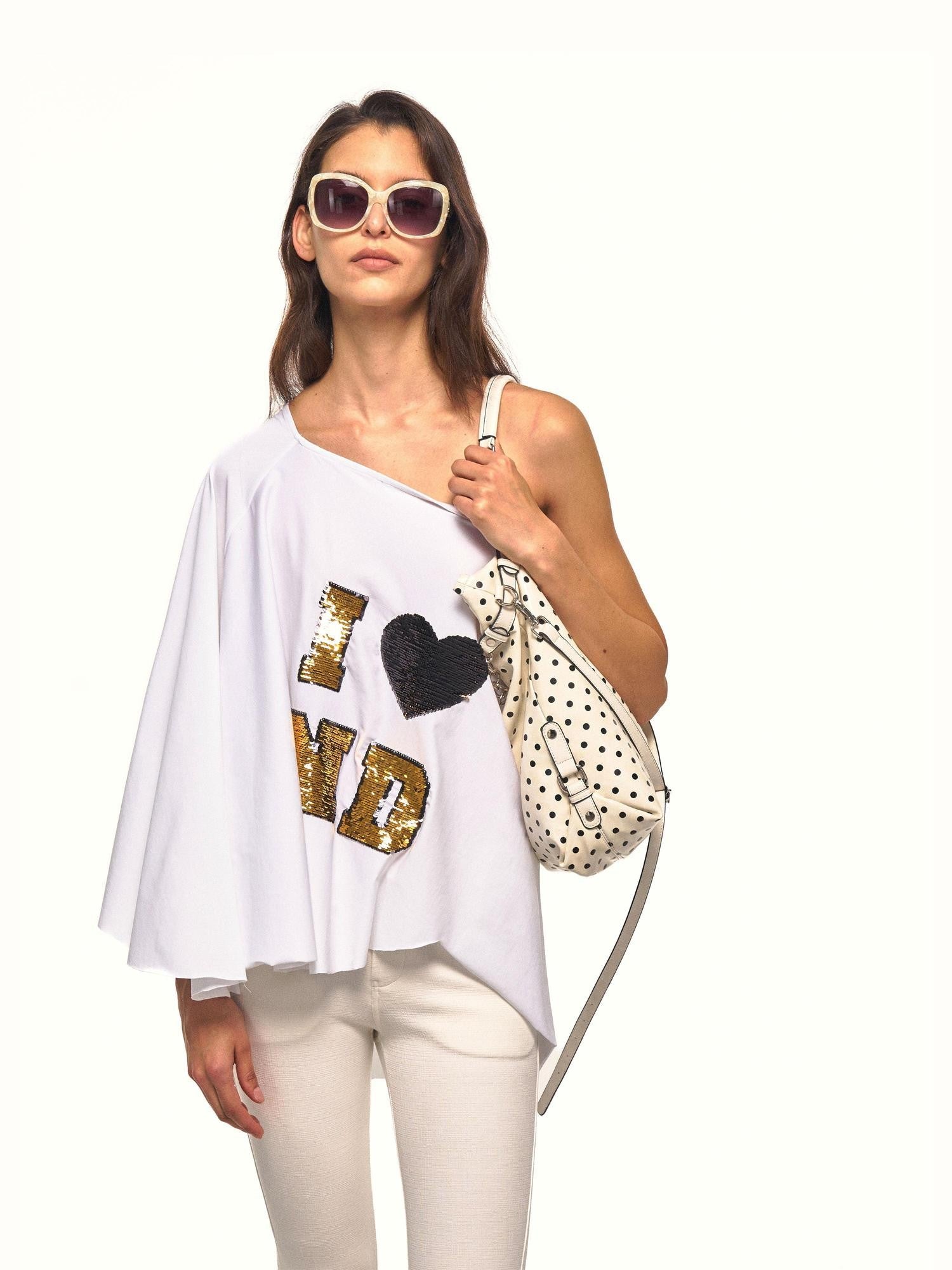 NyDkyel Napoleon Asymmetrical Sequin Letter Cape Women&