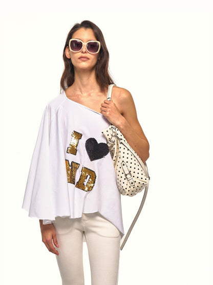 NyDkyel Napoleon Asymmetrical Sequin Letter Cape Women&