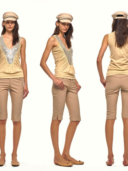 NyDkyel Napoleon Gold Double Button Side Slit Slim Fit Women&