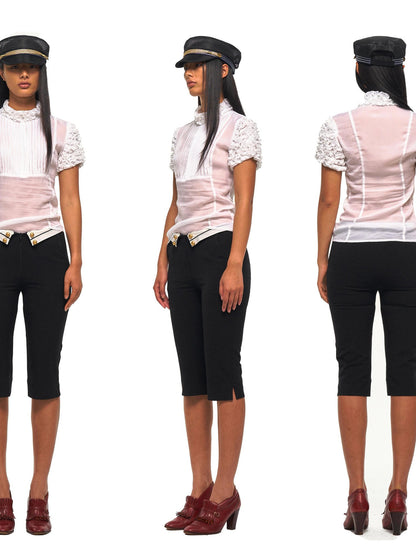 NyDkyel Napoleon Layered Ruffle Petal Collar Waist Cinched Women&