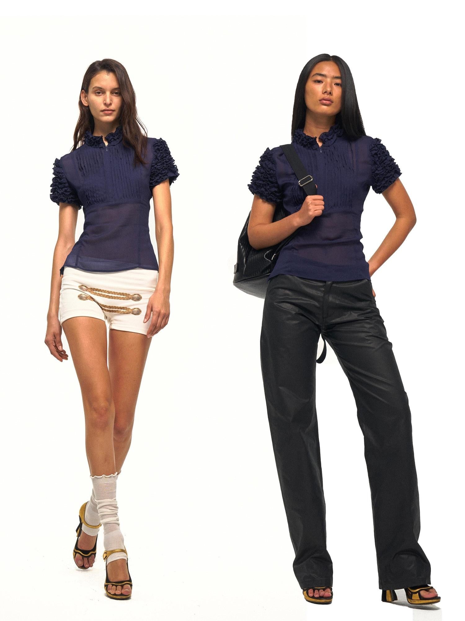 NyDkyel Napoleon Layered Ruffle Petal Collar Waist Cinched Women&