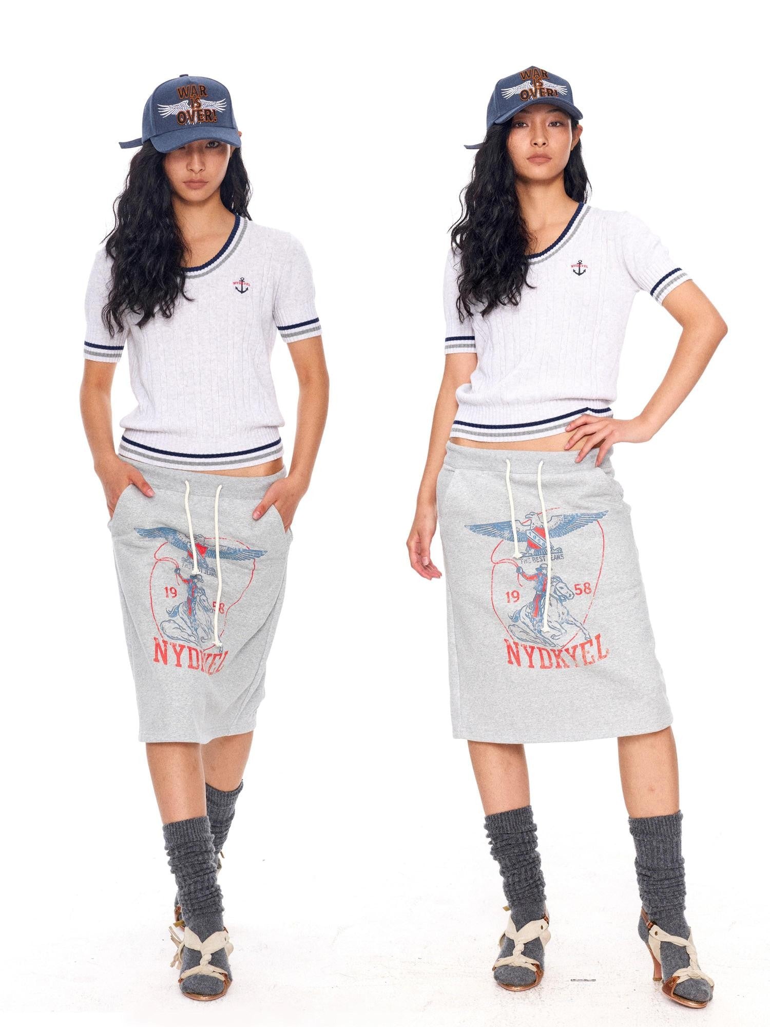 NyDkyel Nautical Anchor Embroidered Contrast Knit Women&