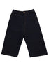 Navy Blue 100 Cotton Denim Cuffed Knee Length Shorts