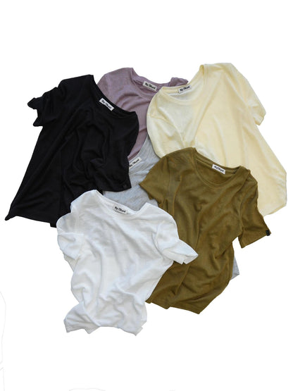 Nydkyel Blend Knit Tee Shoulder Seam Lightweight Layering