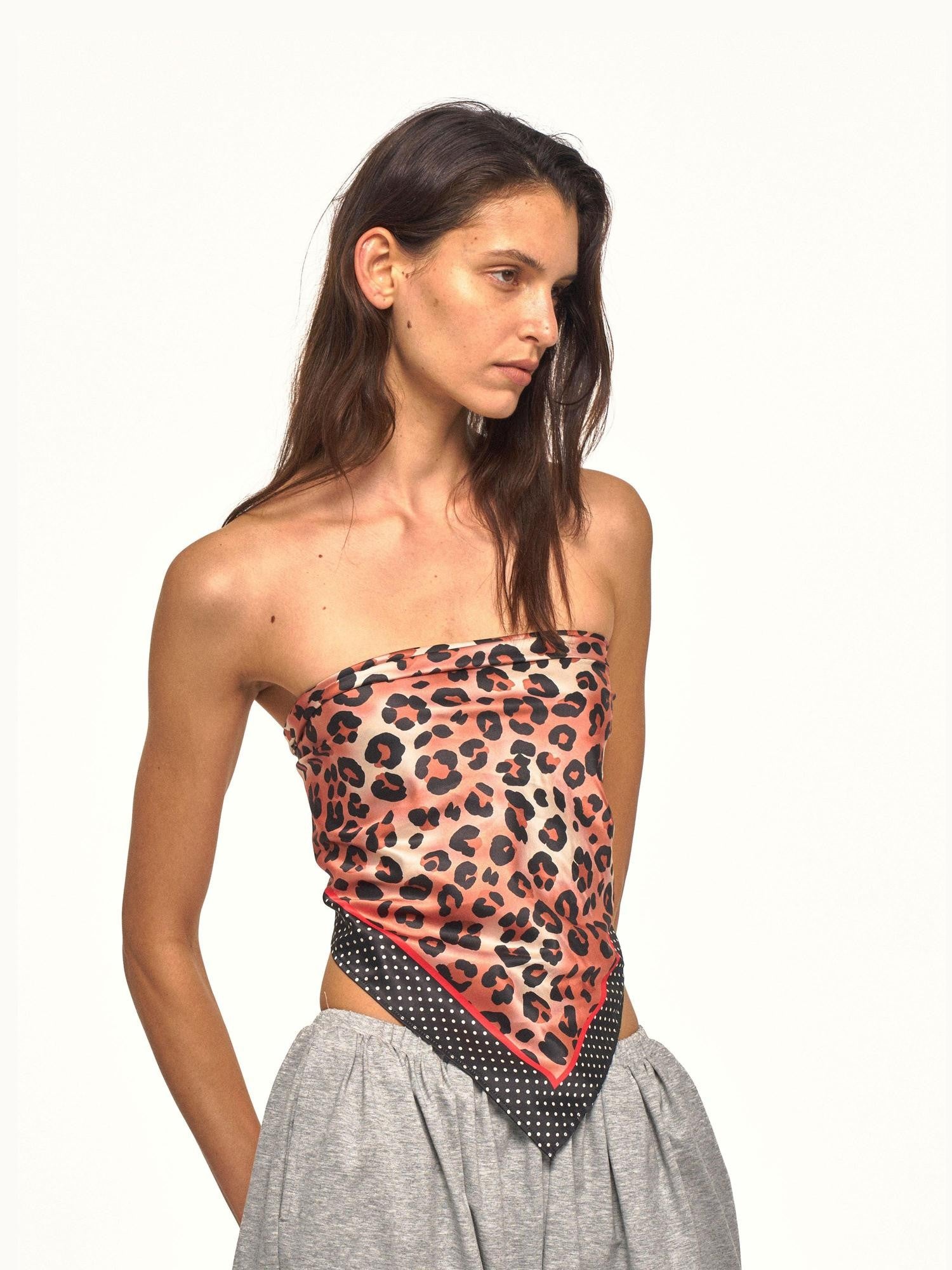 NyDkyel Polka Dot Leopard Contrast Silky Satin Women&