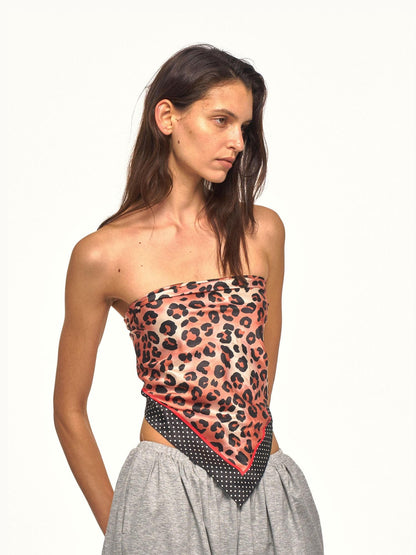 NyDkyel Polka Dot Leopard Contrast Silky Satin Women&