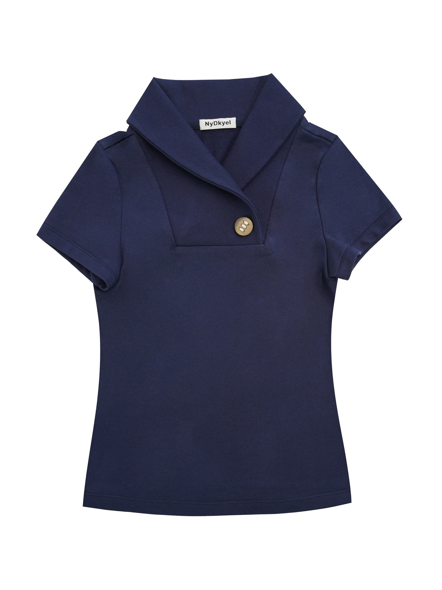 Prussian Blue Stretch Ribbed Mock Neck Equestrian Tee