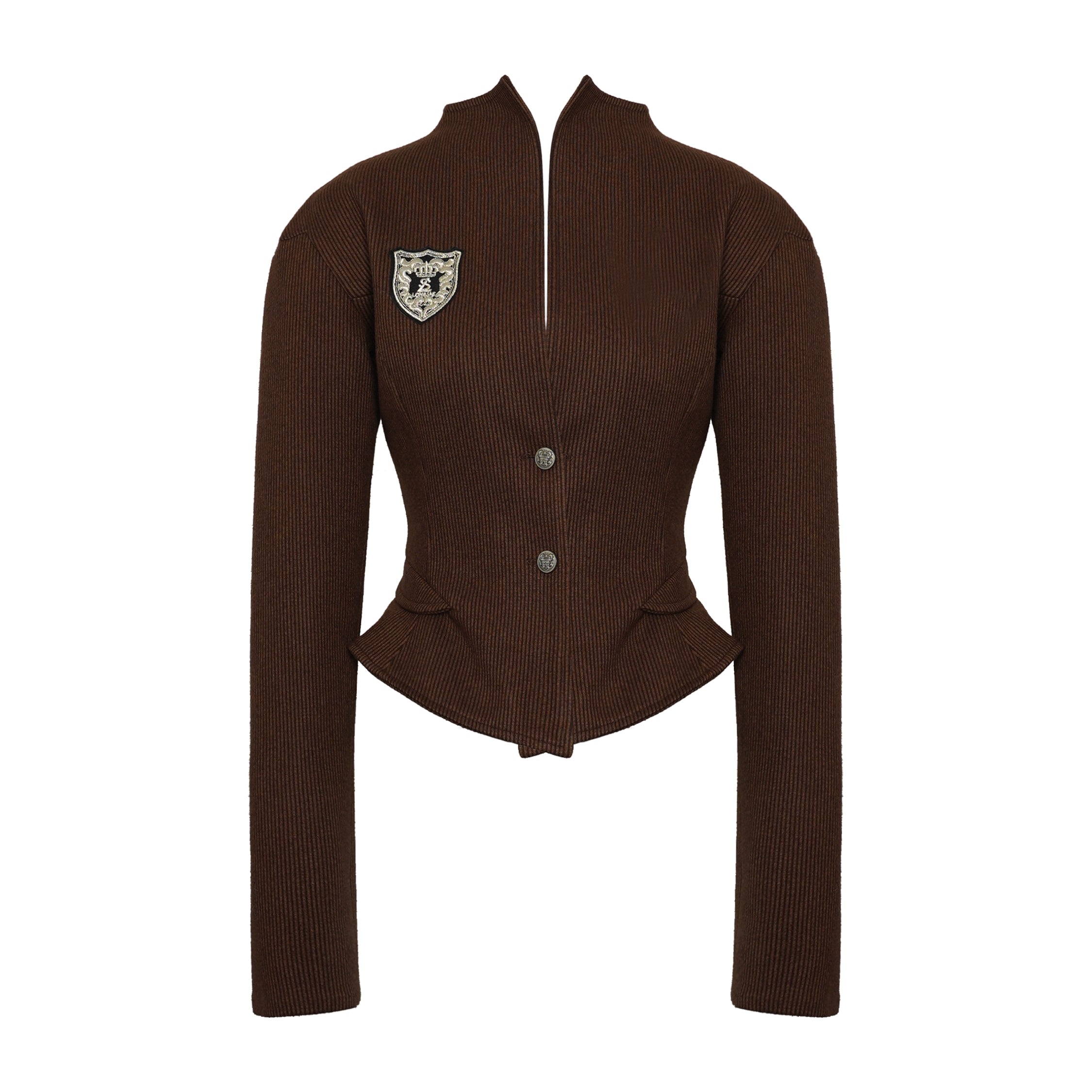 NyDkyel_Retro_Brown_Striped_Waist_Defining_Blazer_Set_MISSTT
