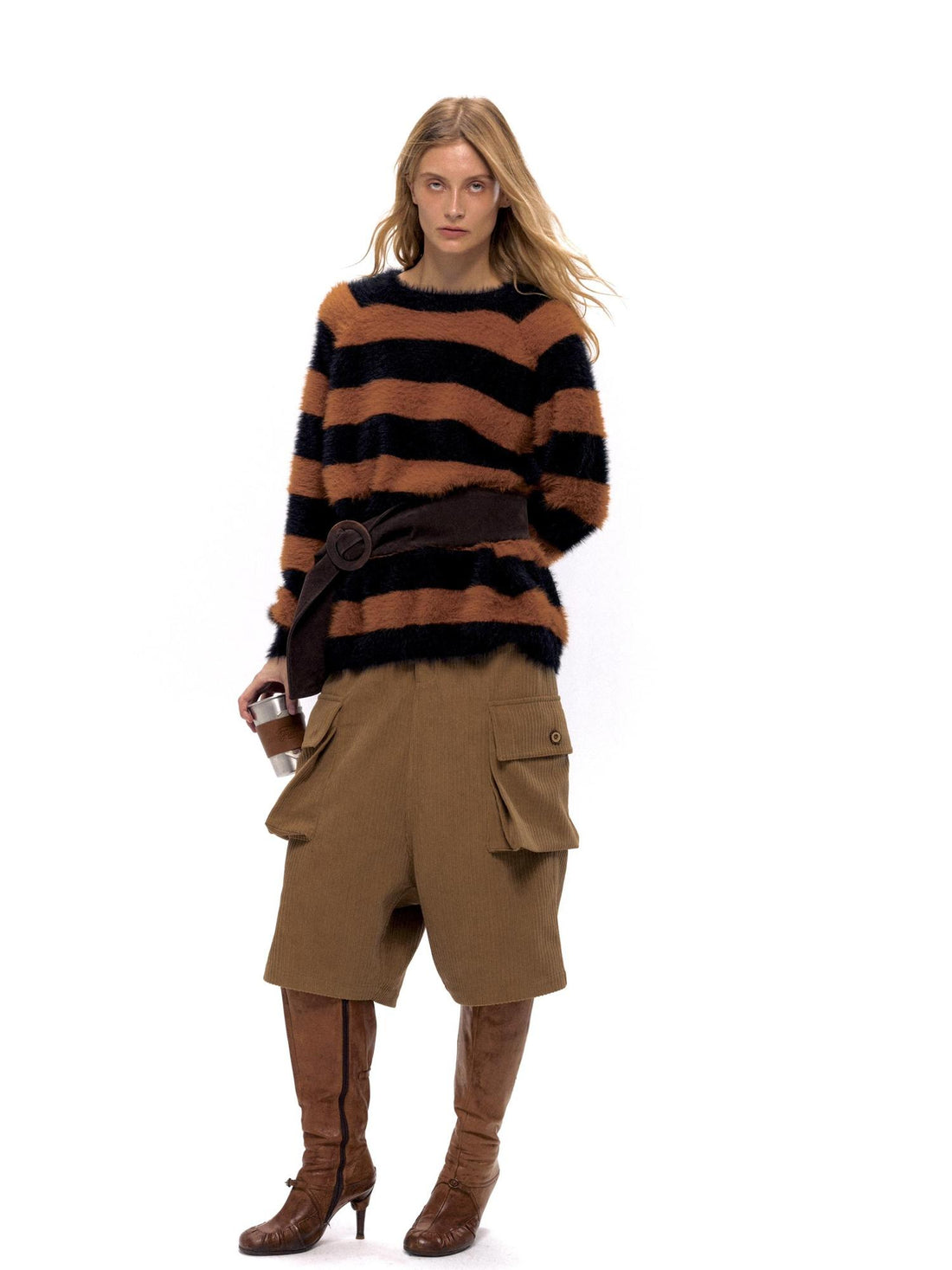 NyDkyel Retro Corduroy Low Crotch Cargo Pants