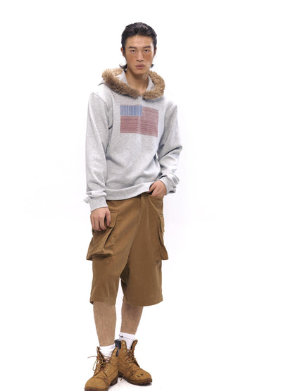 NyDkyel Retro Corduroy Low Crotch Cargo Pants