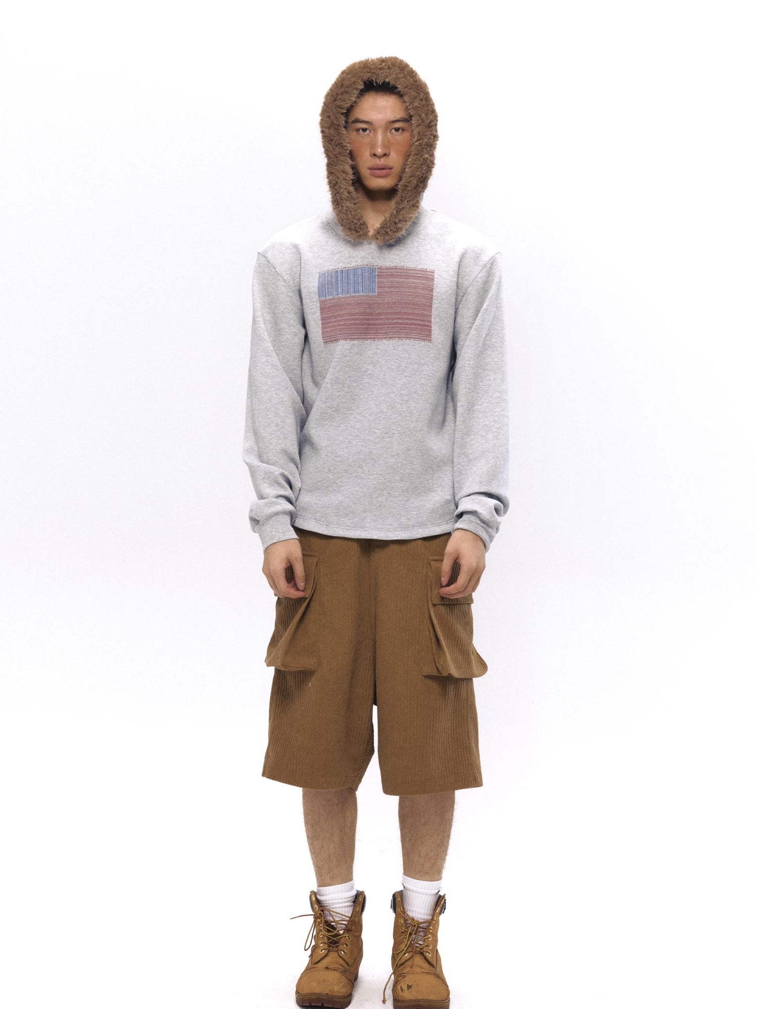 NyDkyel Retro Corduroy Low Crotch Cargo Pants