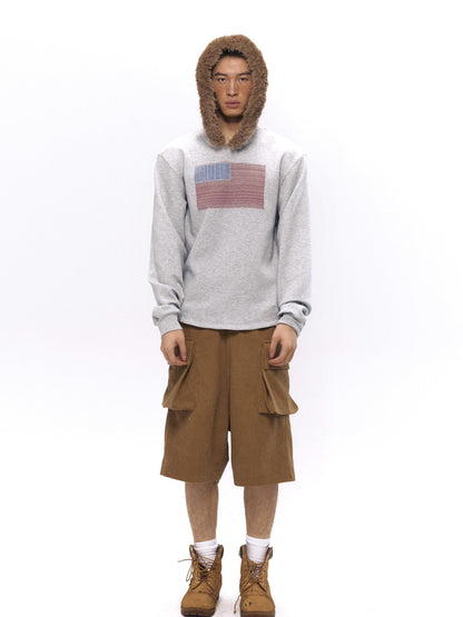 NyDkyel Retro Corduroy Low Crotch Cargo Pants