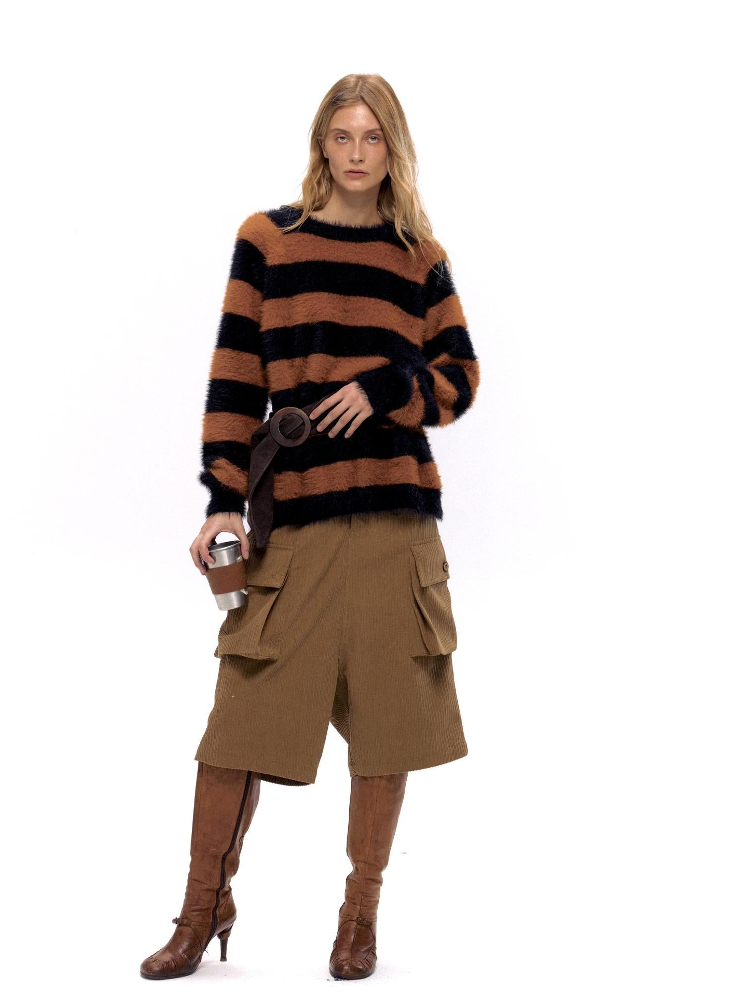 NyDkyel Retro Corduroy Low Crotch Cargo Pants