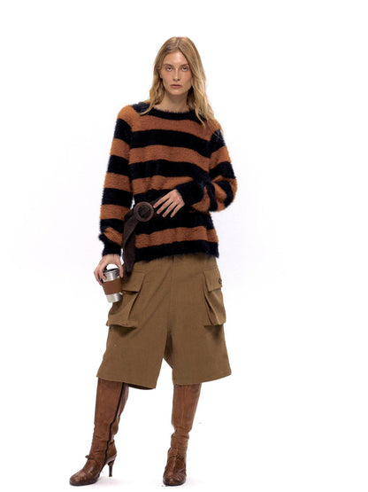 NyDkyel Retro Corduroy Low Crotch Cargo Pants