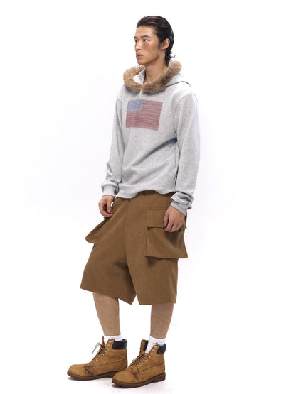 NyDkyel Retro Corduroy Low Crotch Cargo Pants