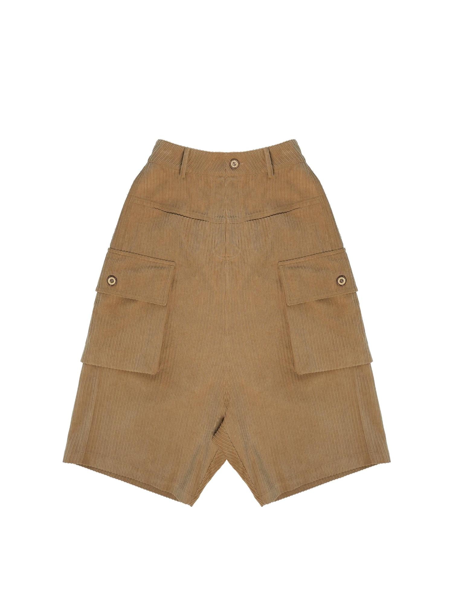 NyDkyel Retro Corduroy Low Crotch Cargo Pants