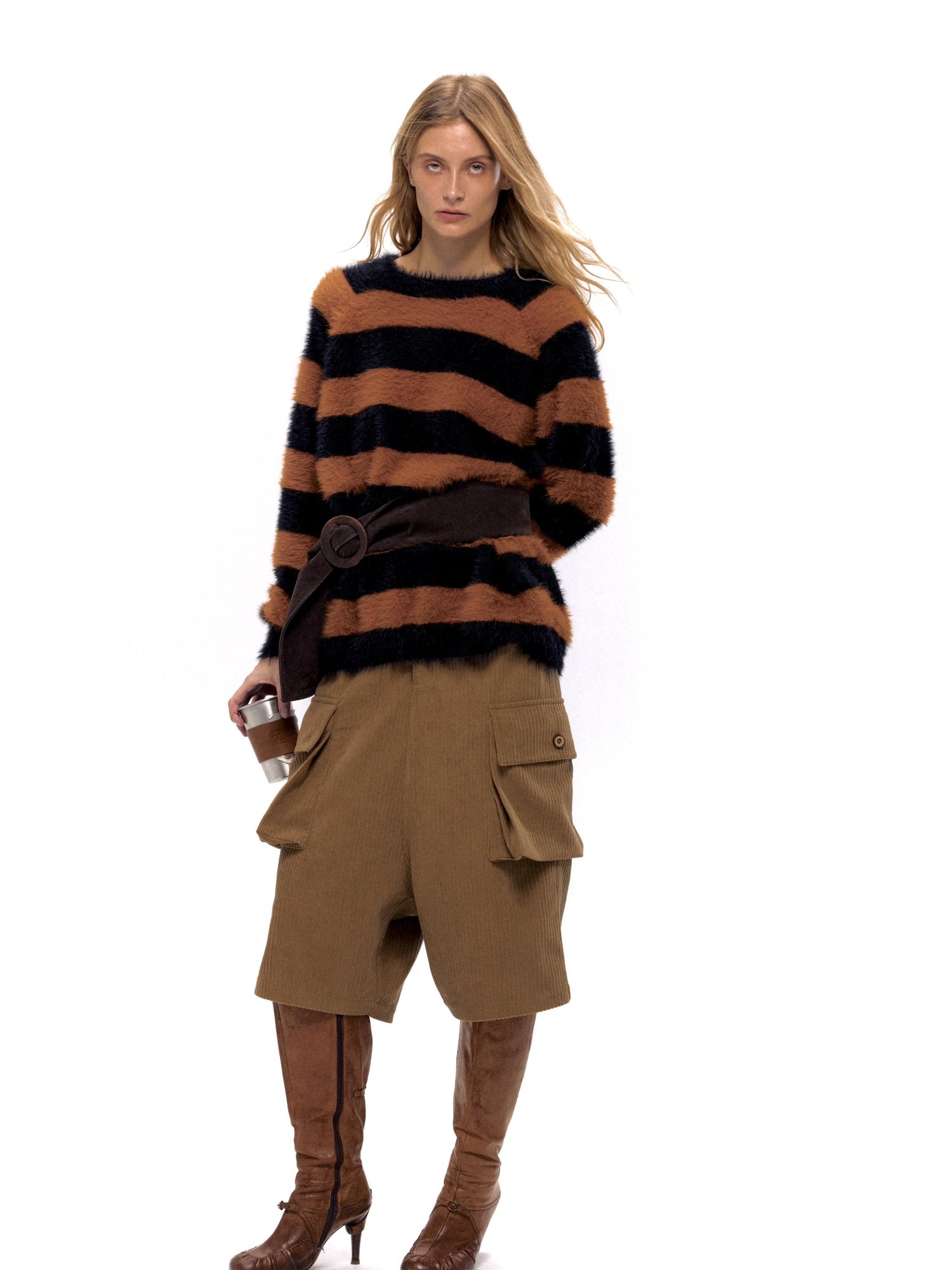 NyDkyel Retro Corduroy Low Crotch Cargo Pants