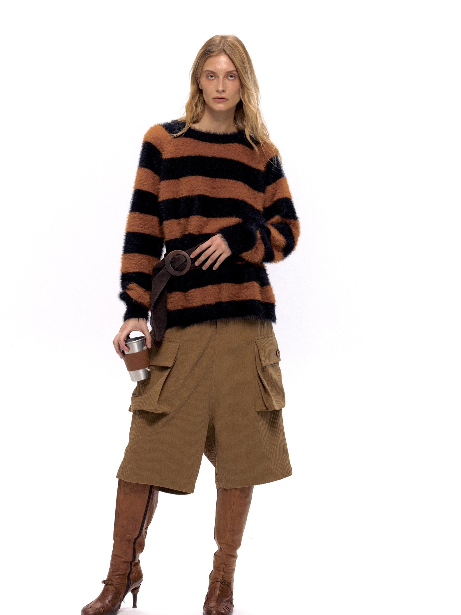 NyDkyel Retro Corduroy Low Crotch Cargo Pants