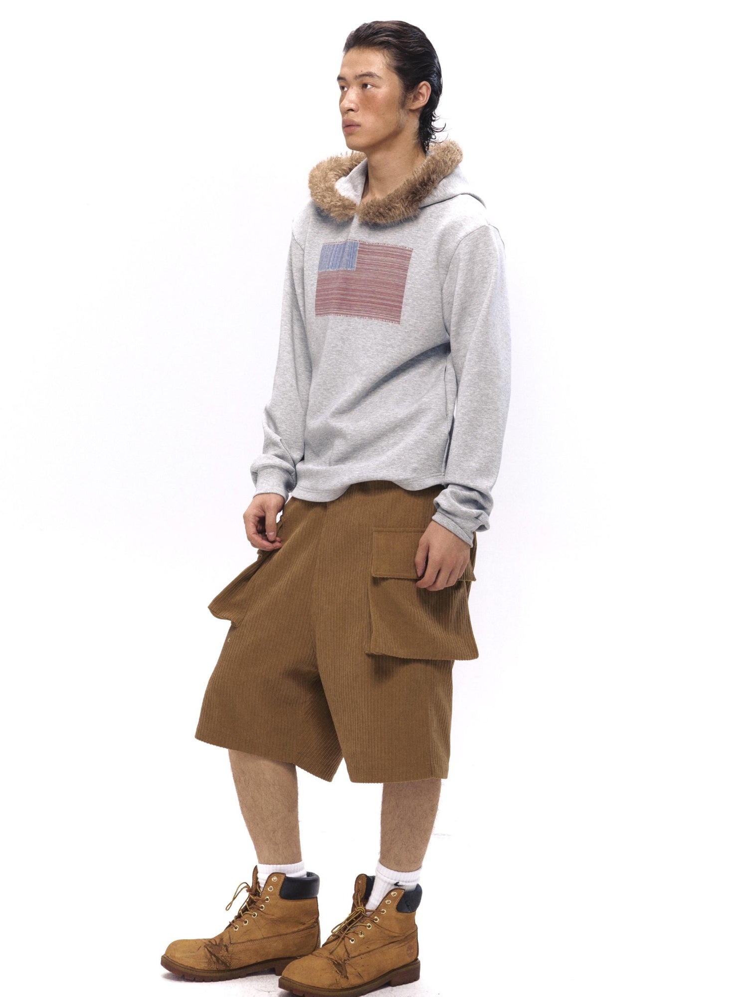 NyDkyel Retro Corduroy Low Crotch Cargo Pants